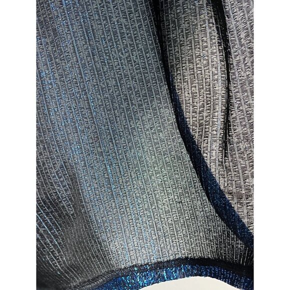 Cherry Hill Top Women M Blue Metallic Retro Glam Vegas Sheer Artsy Concert 80s - Picture 6 of 12